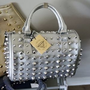 TRACI Lynn Vintage Stud N'Chic Handbag (Silver)